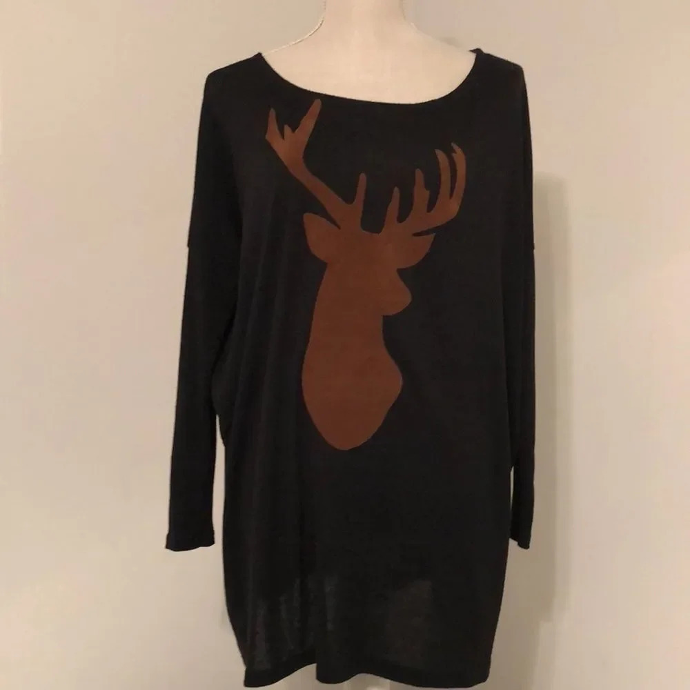 Peachlove Black Deer Tee Size Small
